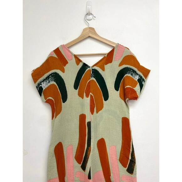 Bel Kazan Anthropologie Odine Arches Jumpsuit Abstract Colorful Crème Brulee XS - Picture 6 of 16